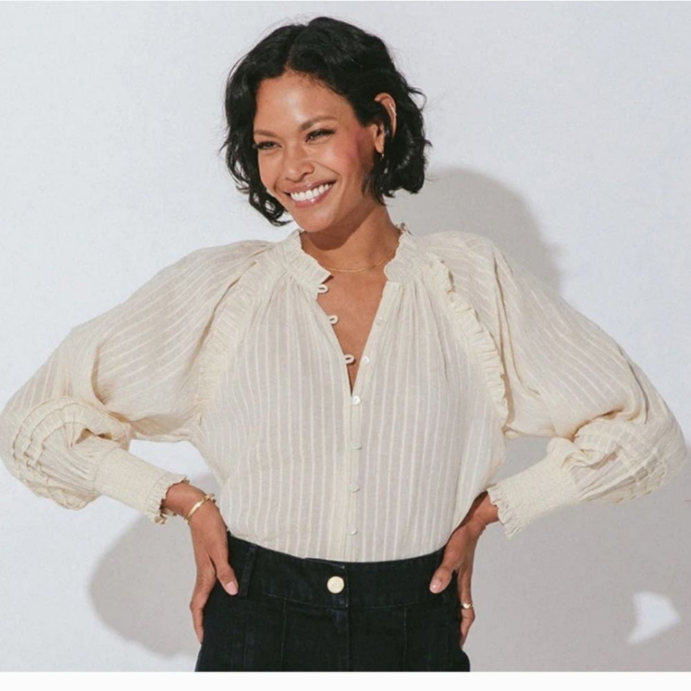 Cleobella Cream Pintuck Peasant Blouse